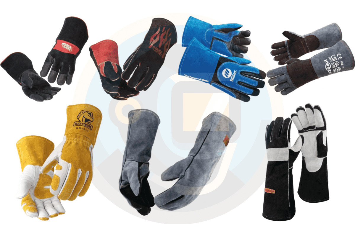 a collage of images of 7 Best Welding Gloves Reviewed (MIG & Stick)
